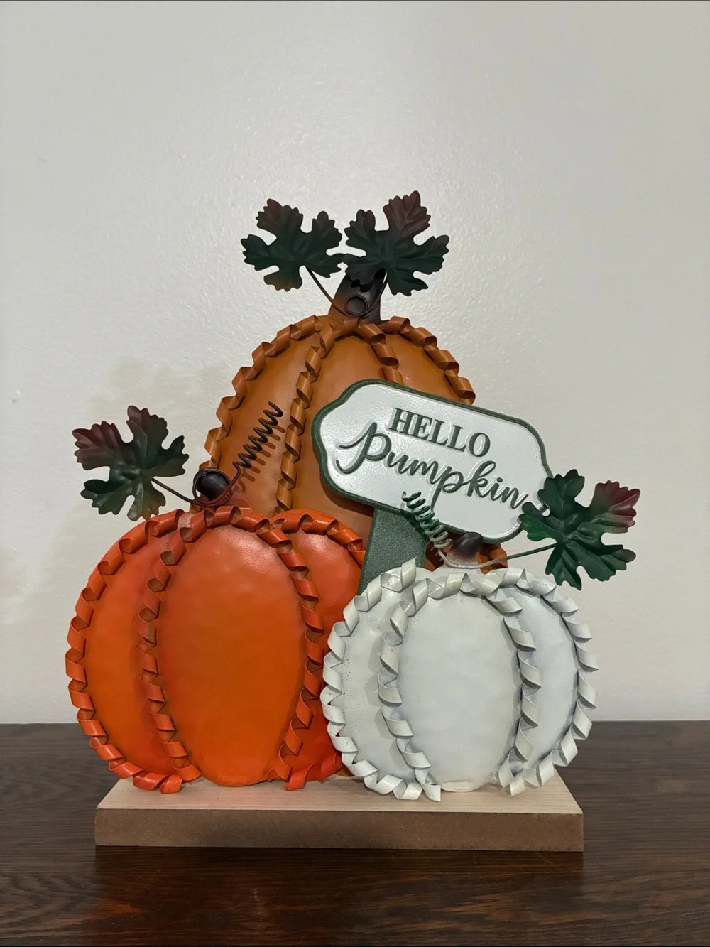 Fall Pumpkin Trio Table Decor - Orange & White